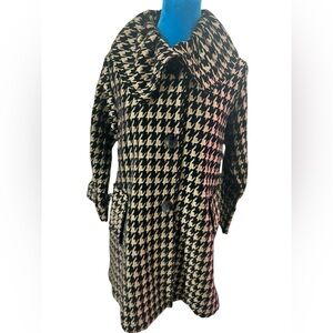 LUII Anthropologie bronze brown and black houndstooth vintage 60s style coat